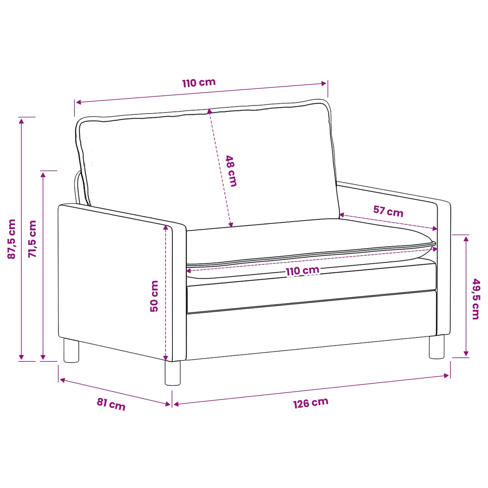 Divano Blu navy 126 x 81 x 87,5 cm Poliestere | homemem39