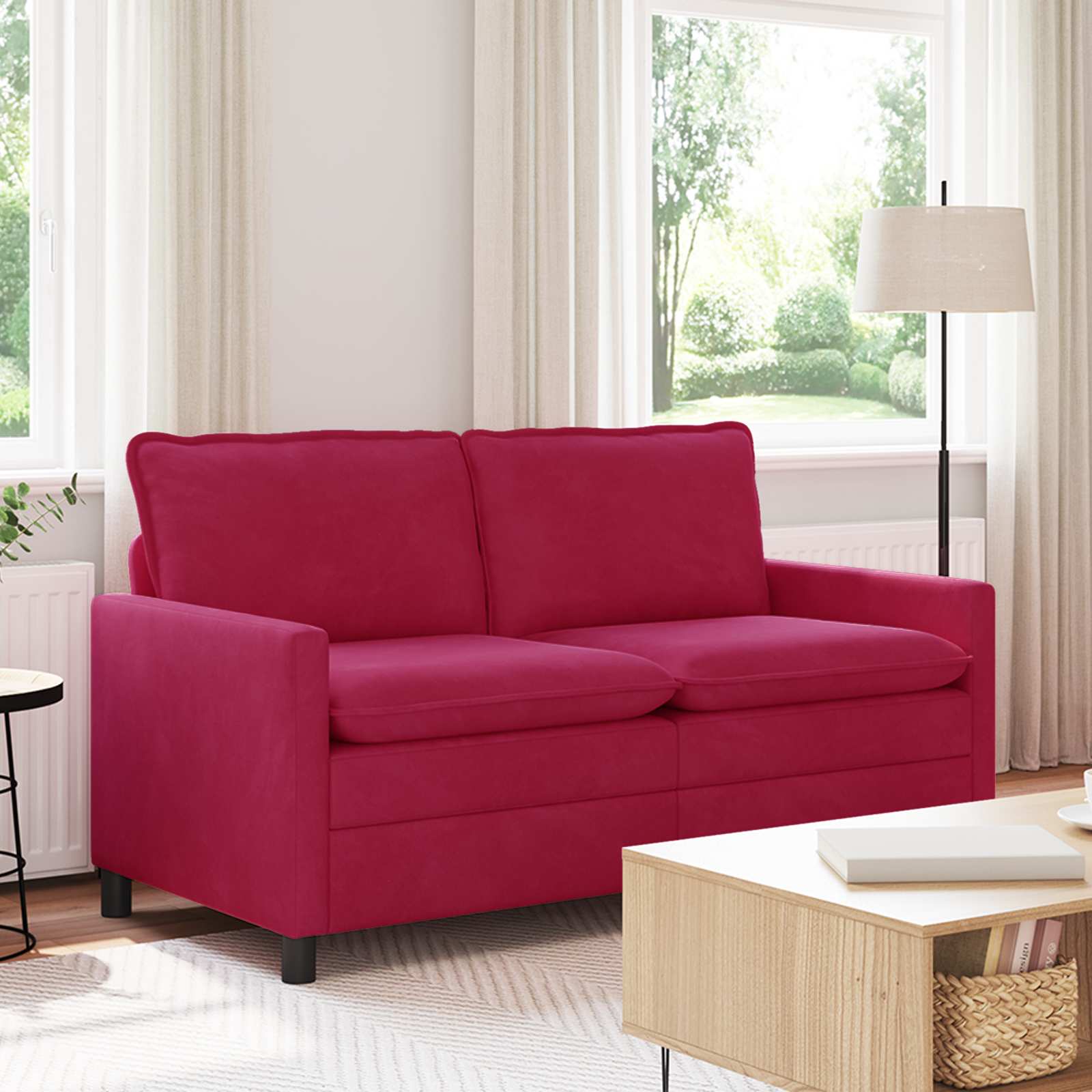 Divano Rosso Vino 156 x 81 x 87,5 cm Velluto | homemem39