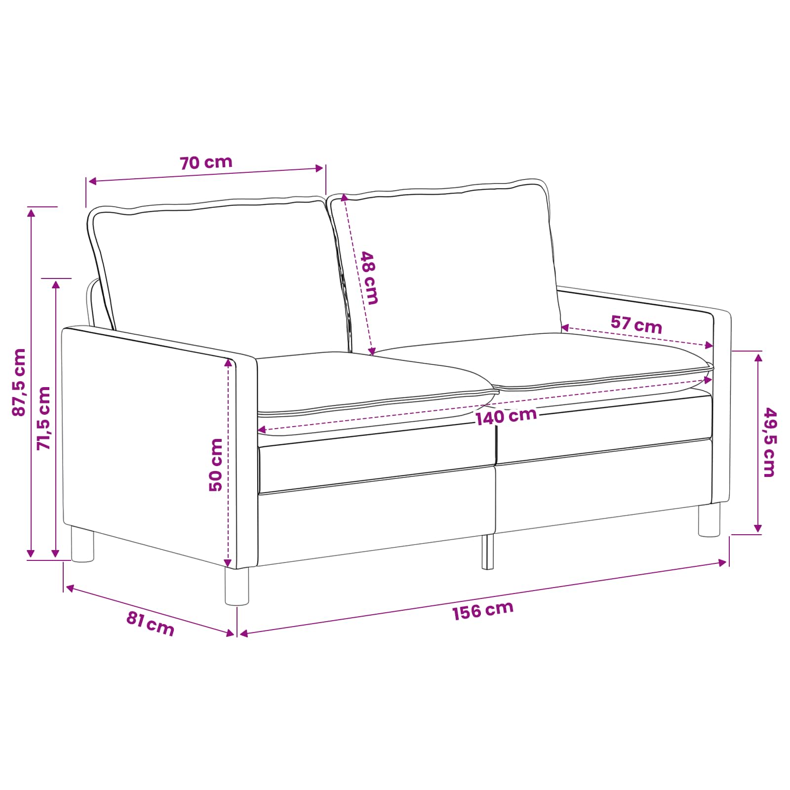 Divano Blu 156 x 81 x 87,5 cm Poliestere | homemem39