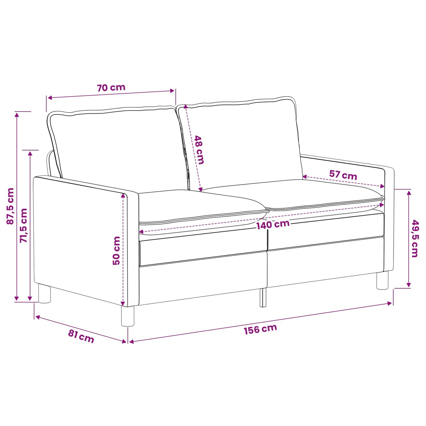 Divano Tortora 156 x 81 x 87,5 cm Poliestere | homemem39