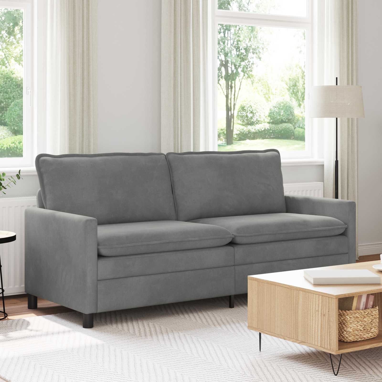 Divano Grigio Scuro 196 x 81 x 87,5 cm Velluto | homemem39