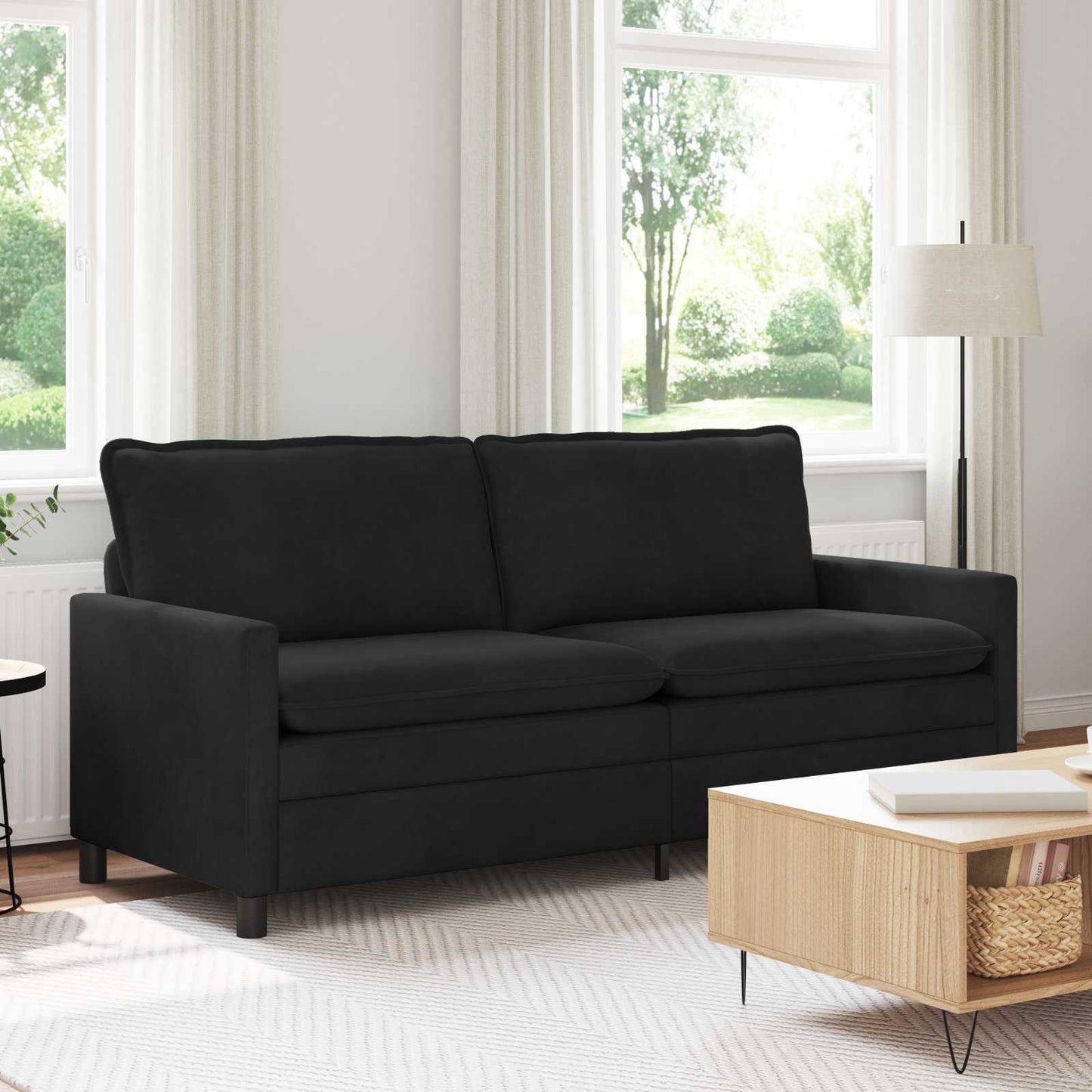 Divano Nero 196 x 81 x 87,5 cm Velluto | homemem39