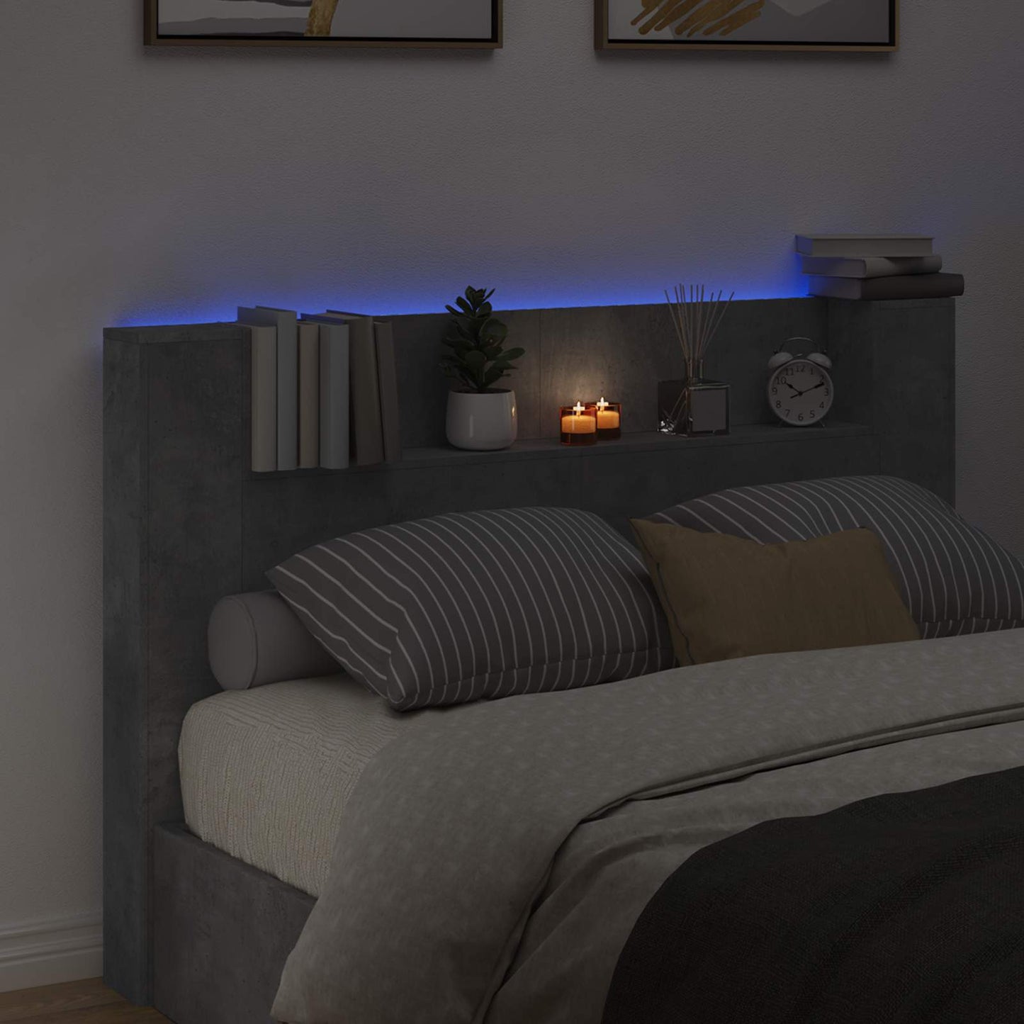 Testiera Grigio cemento 160 x 16,5 x 103,5 cm Legno multistrato