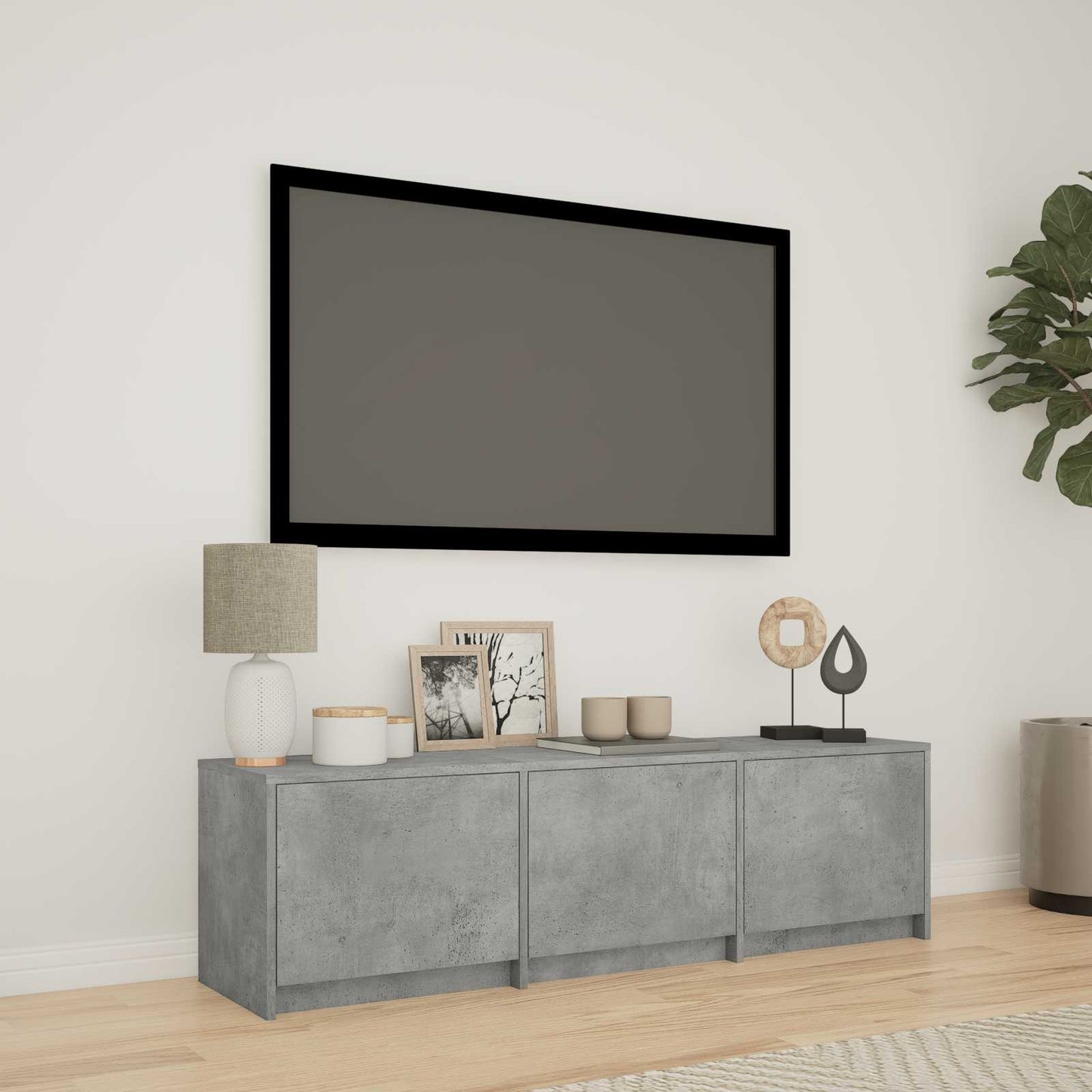 Mobile TV con LED con LED Grigio Cemento 140 x 34 x 40 cm | homemem39