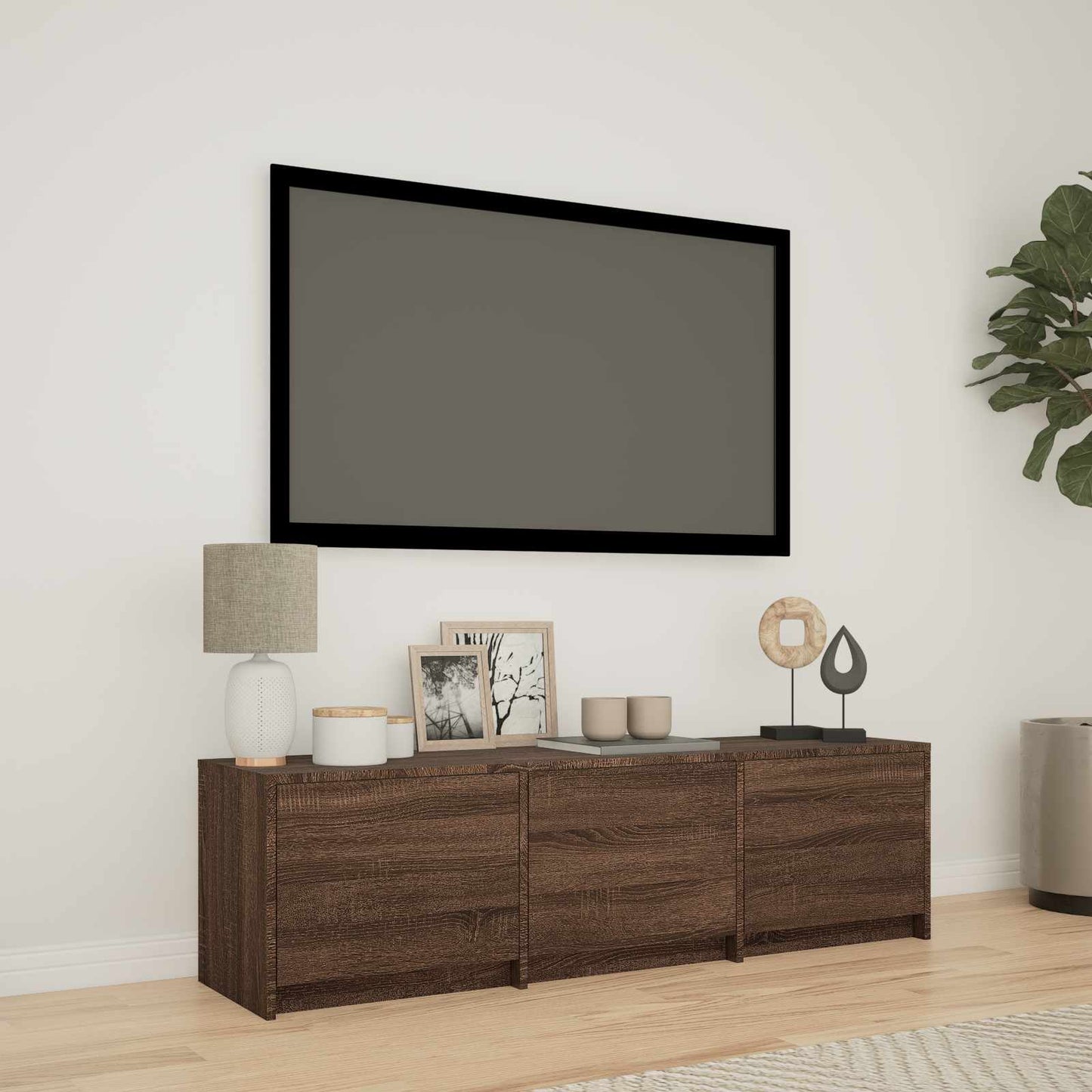 Mobile TV con LED con LED Quercia marrone 140 x 34 x 40 cm | homemem39