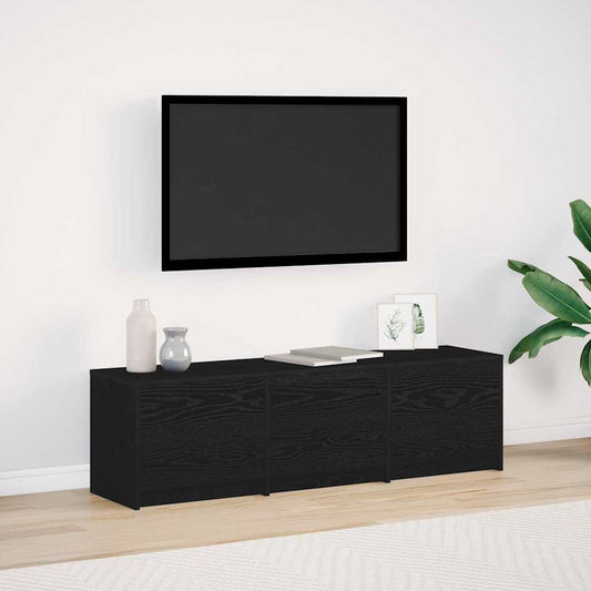 Mobile TV con LED con cassetto Rovere Nero 140 x 34 x 40 cm
