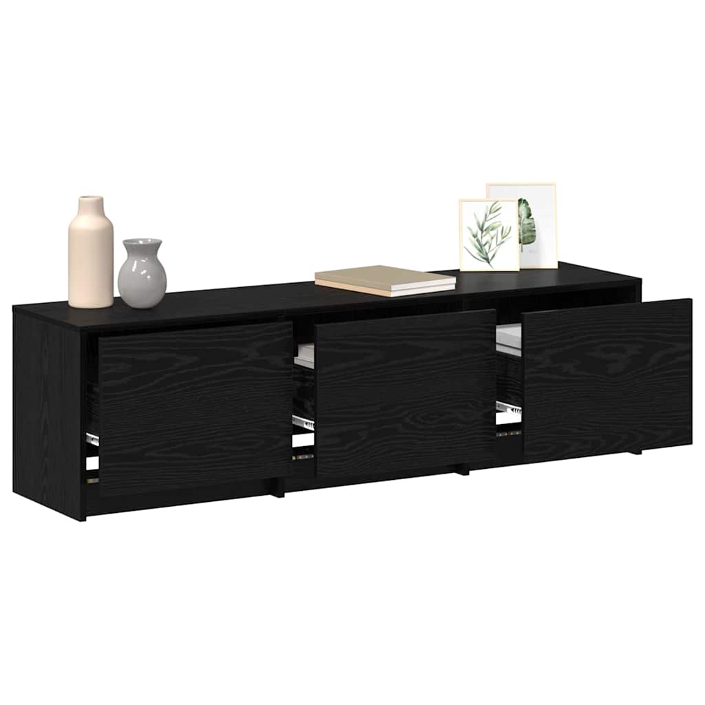 Mobile TV con LED con cassetto Rovere Nero 140 x 34 x 40 cm