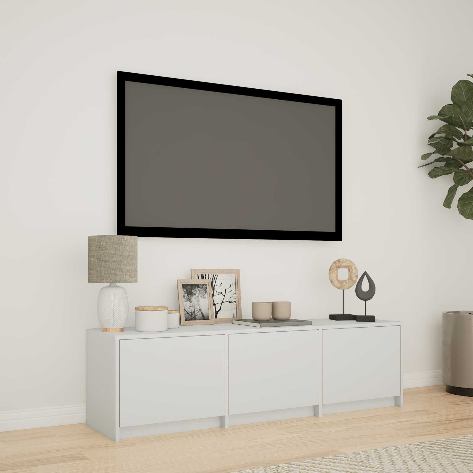 Mobile TV con LED Bianco 140 x 34 x 40 cm Legno ingegnerizzato | homemem39