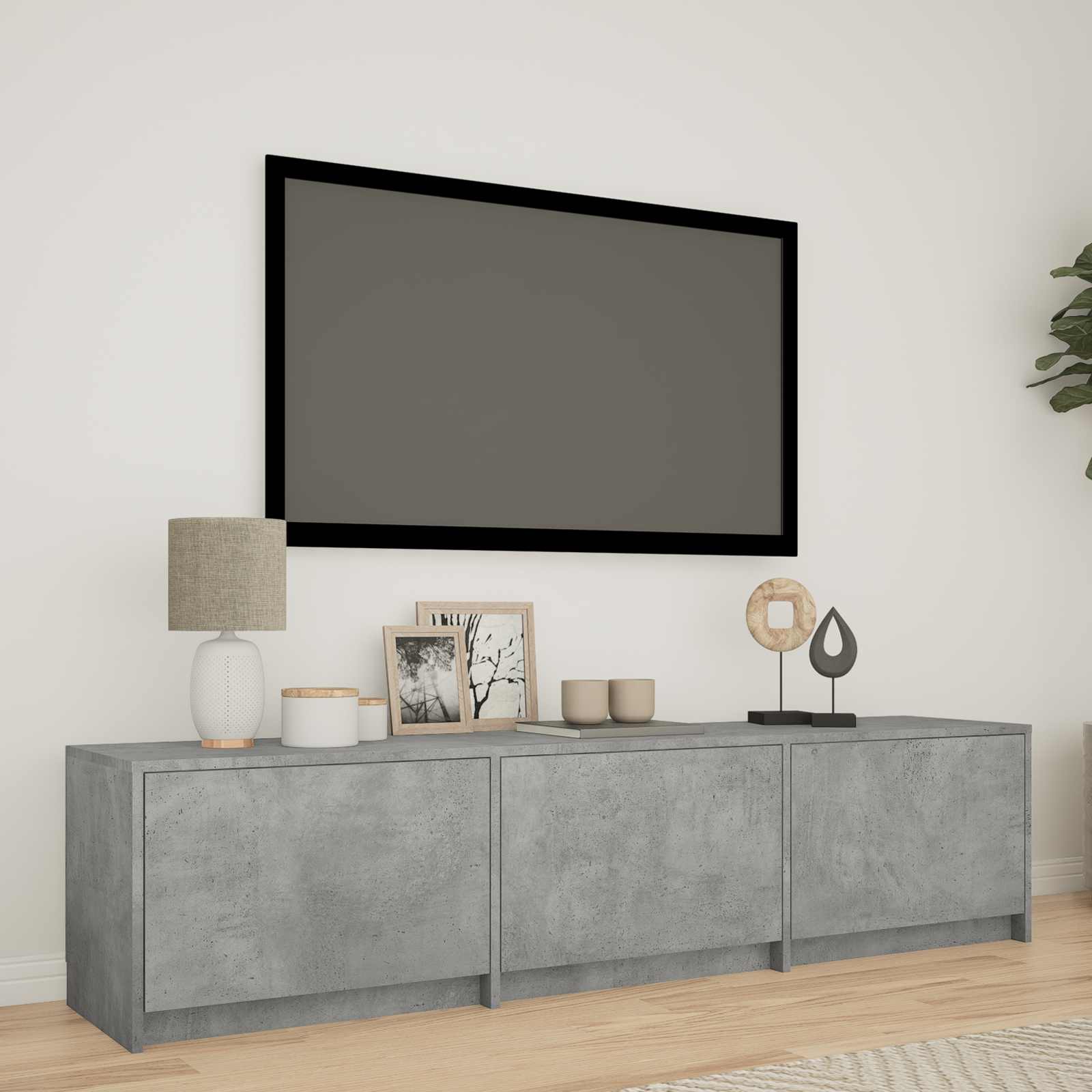 Mobile TV con LED con LED Grigio Cemento 165 x 34 x 40 cm | homemem39