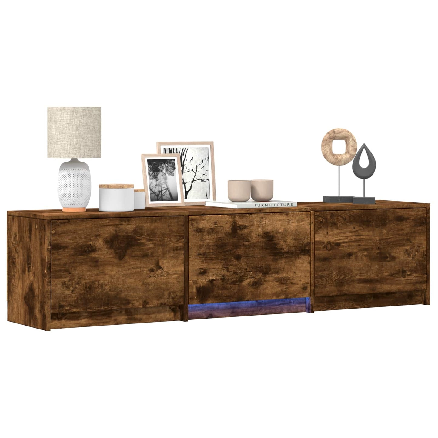 Mobile TV con LED con LED Quercia Affumicata 165 x 34 x 40 cm | homemem39