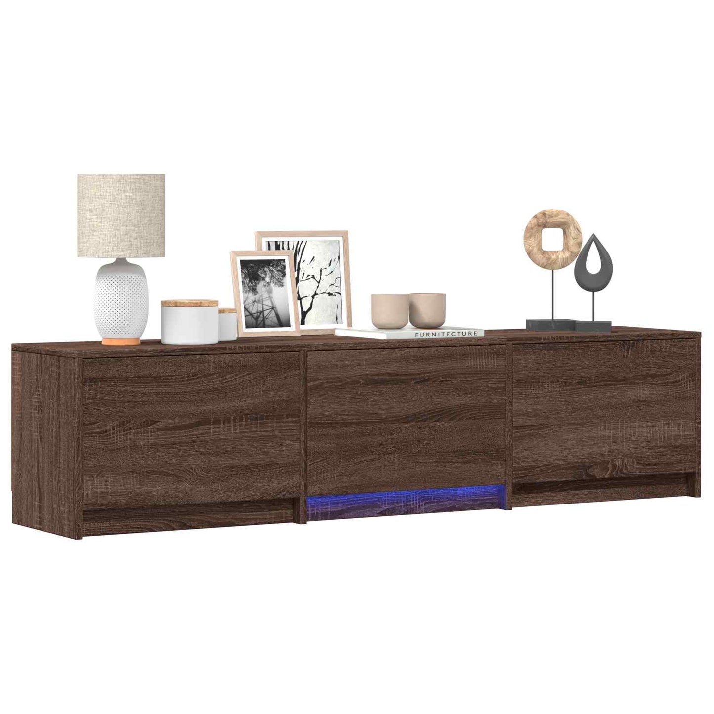 Mobile TV con LED con LED Quercia marrone 165 x 34 x 40 cm | homemem39