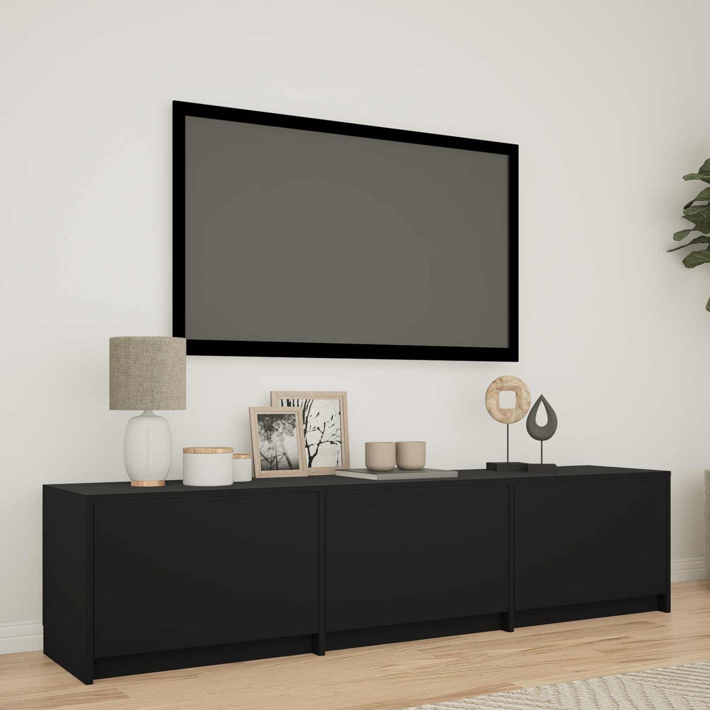 Mobile TV con LED Nero 165 x 34 x 40 cm Legno ingegnerizzato | homemem39