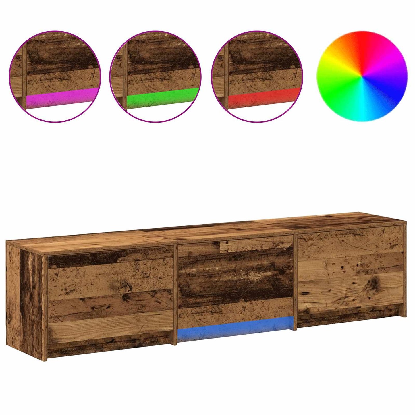 Mobile TV con LED con cassetto Legno vecchio 165 x 34 x 40 cm | homemem39