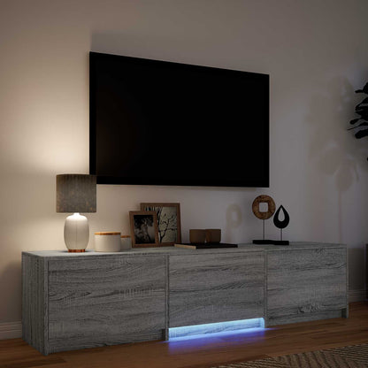 Mobile TV con LED con LED Sonoma grigia 165 x 34 x 40 cm