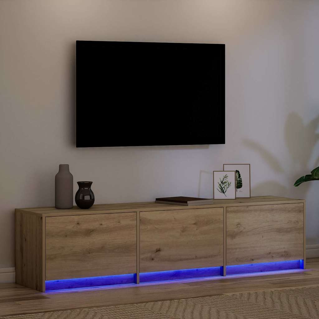 Mobile TV con LED Rovere Artigianale 162 x 34 x 40 cm