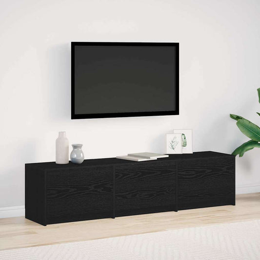 Mobile TV con LED con cassetto Rovere Nero 162 x 34 x 40 cm