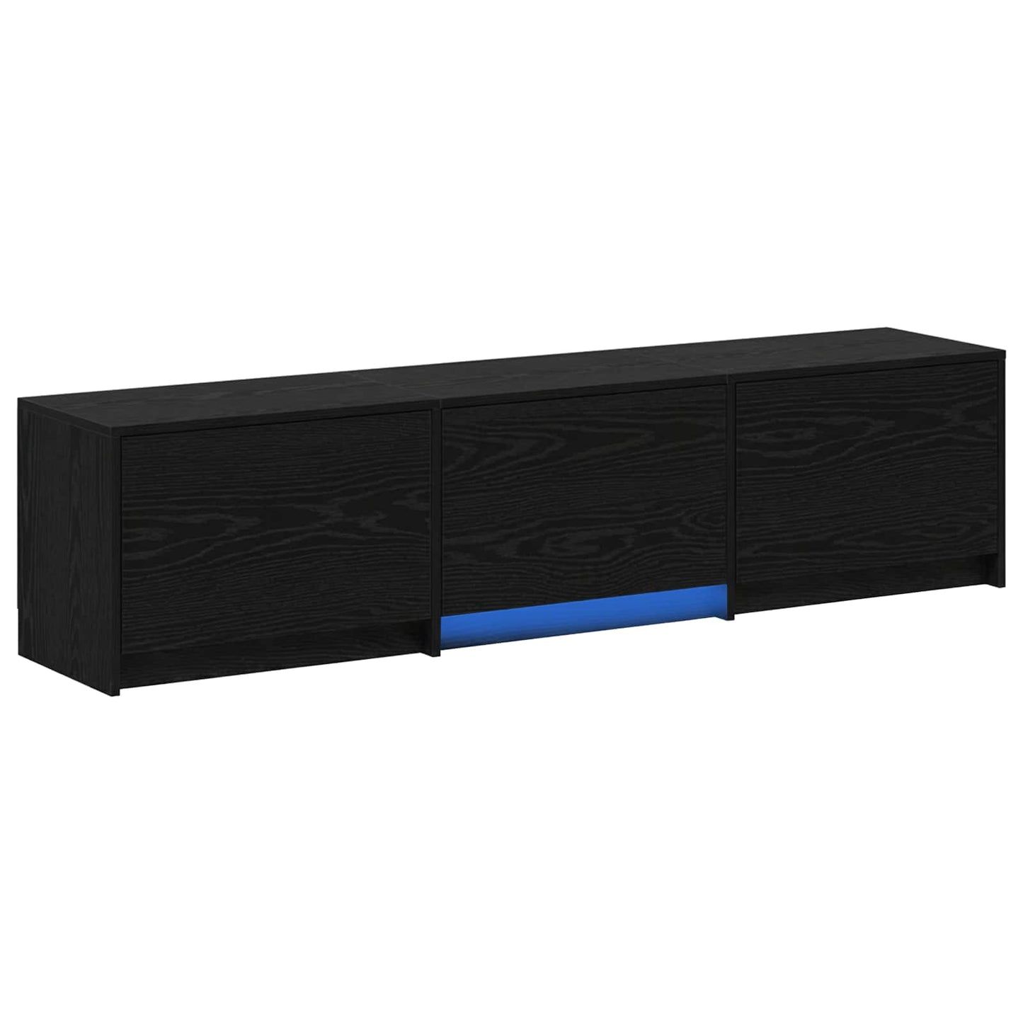 Mobile TV con LED con strisce LED Rovere Nero 165 x 34 x 40 cm