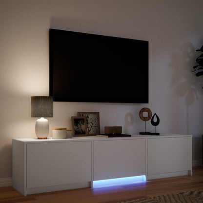 Mobile TV con LED Bianco 165 x 34 x 40 cm Legno ingegnerizzato