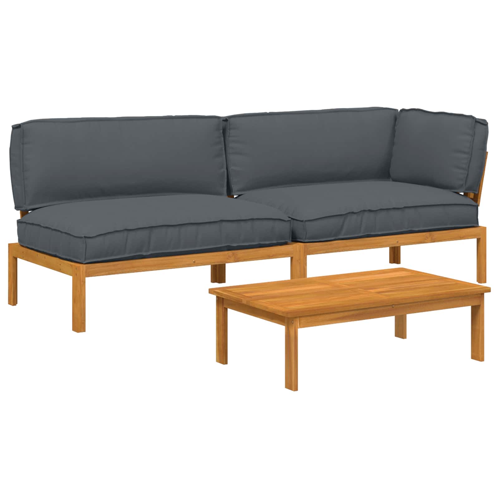 Set di divani 3 pcs Antracite Legno di Acacia Massello | homemem39
