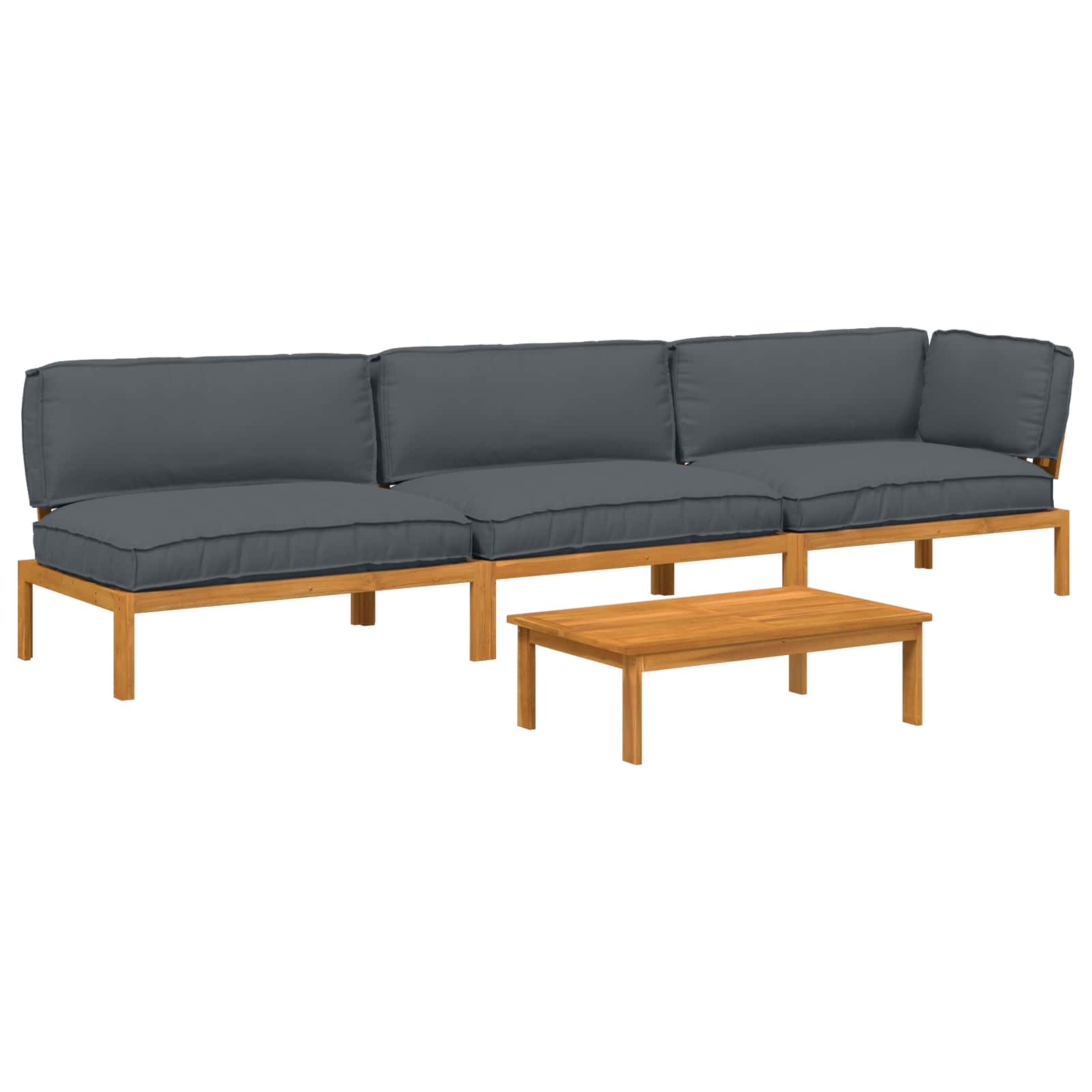Set di divani 4 pcs Antracite Legno di Acacia Massello | homemem39