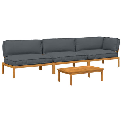 Set di divani 4 pcs Antracite Legno di Acacia Massello | homemem39