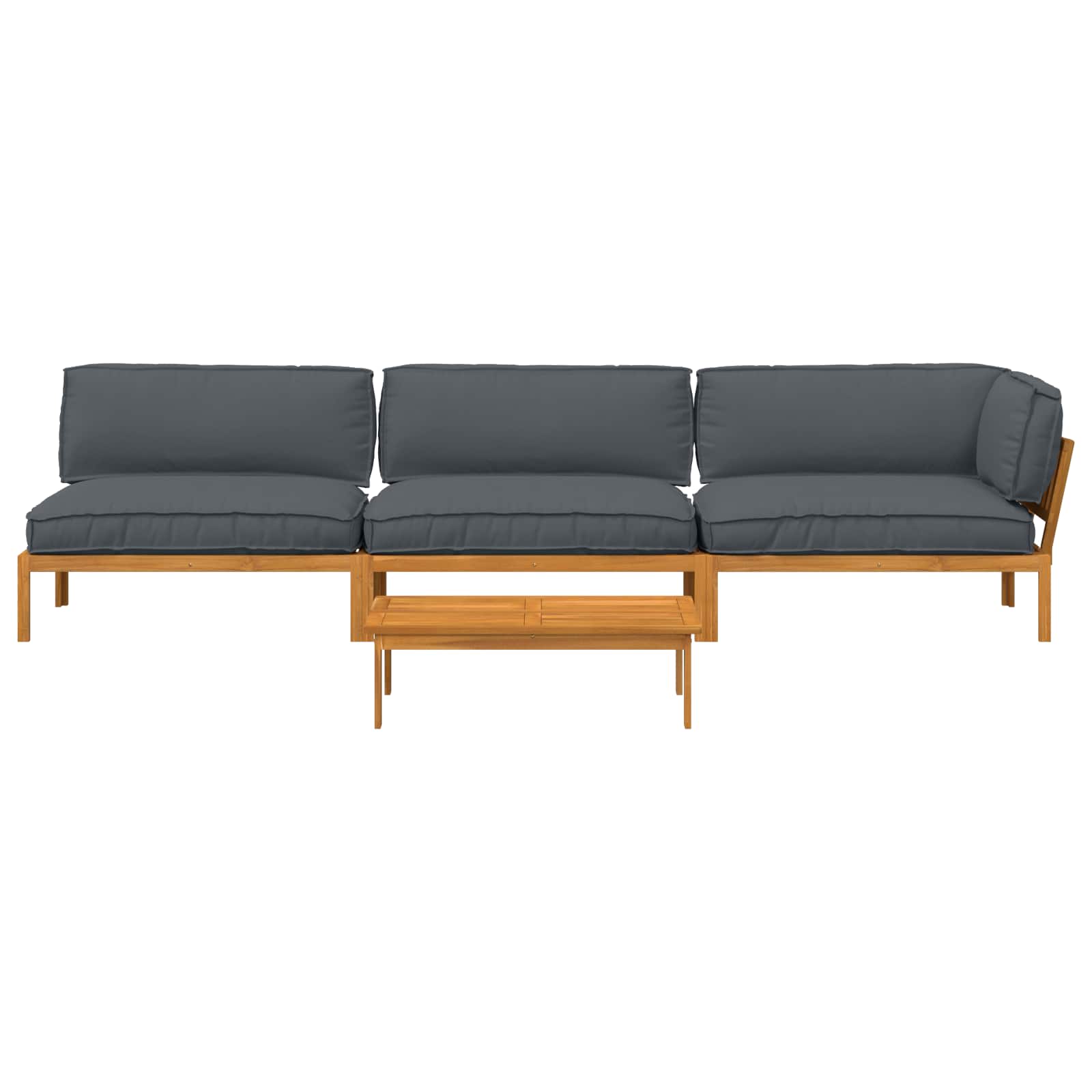 Set di divani 4 pcs Antracite Legno di Acacia Massello | homemem39