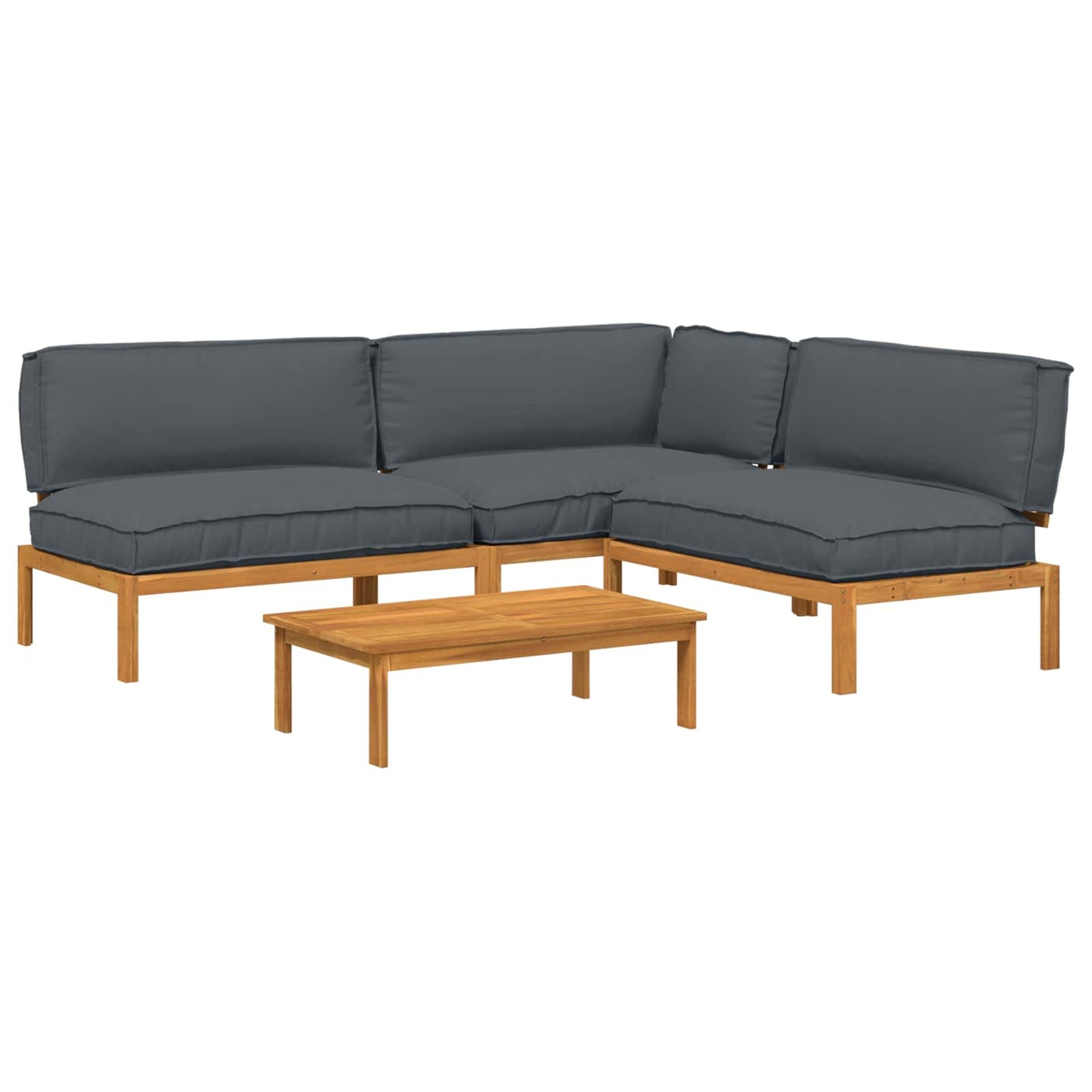 Set di divani 4 pcs Antracite Legno di Acacia Massello | homemem39