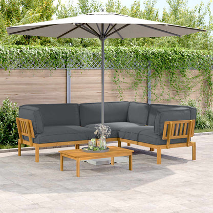 Set di divani 4 pcs Antracite Legno di Acacia Massello | homemem39