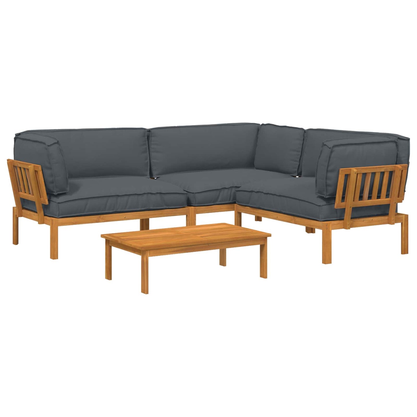 Set di divani 4 pcs Antracite Legno di Acacia Massello | homemem39