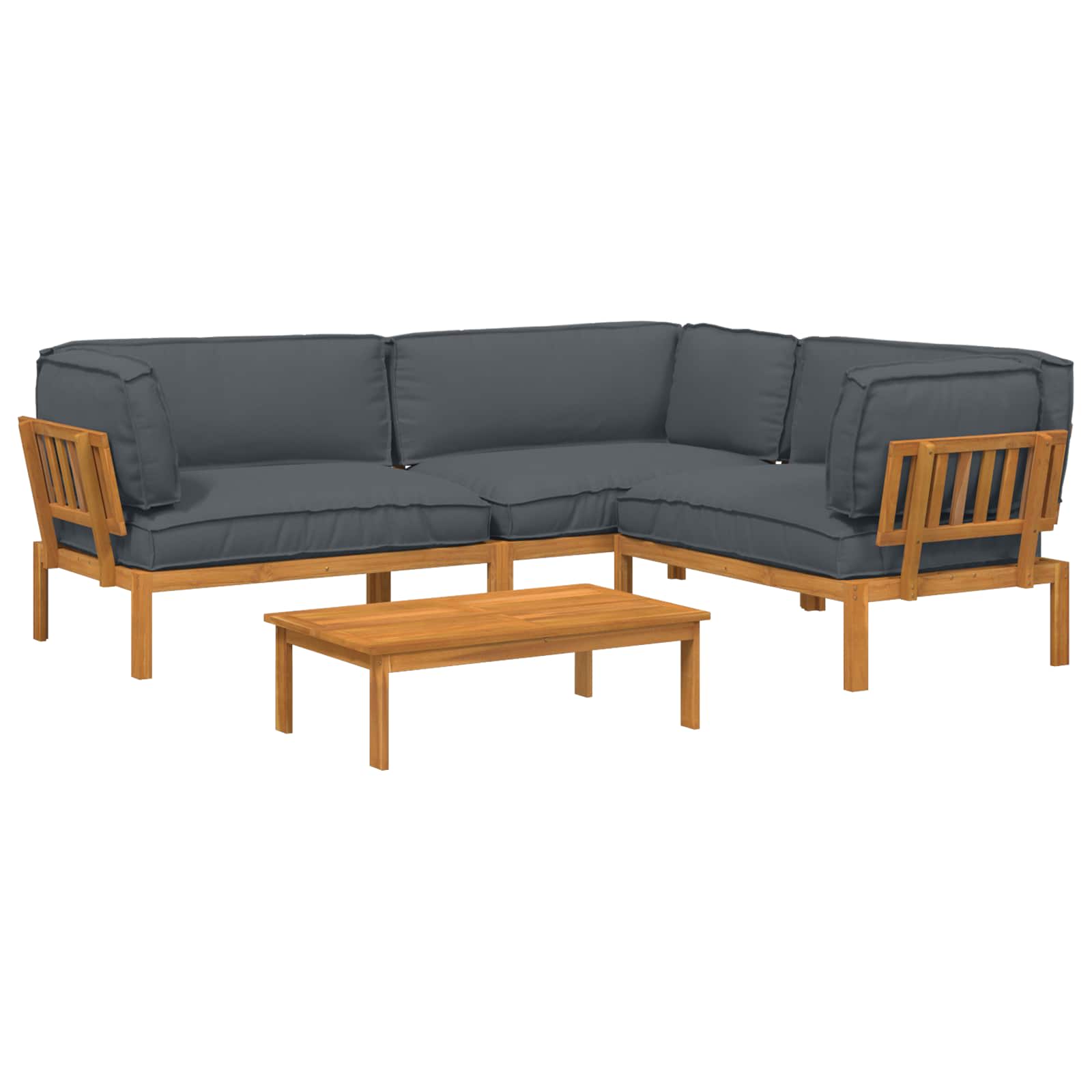 Set di divani 4 pcs Antracite Legno di Acacia Massello | homemem39