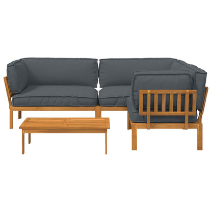 Set di divani 4 pcs Antracite Legno di Acacia Massello | homemem39