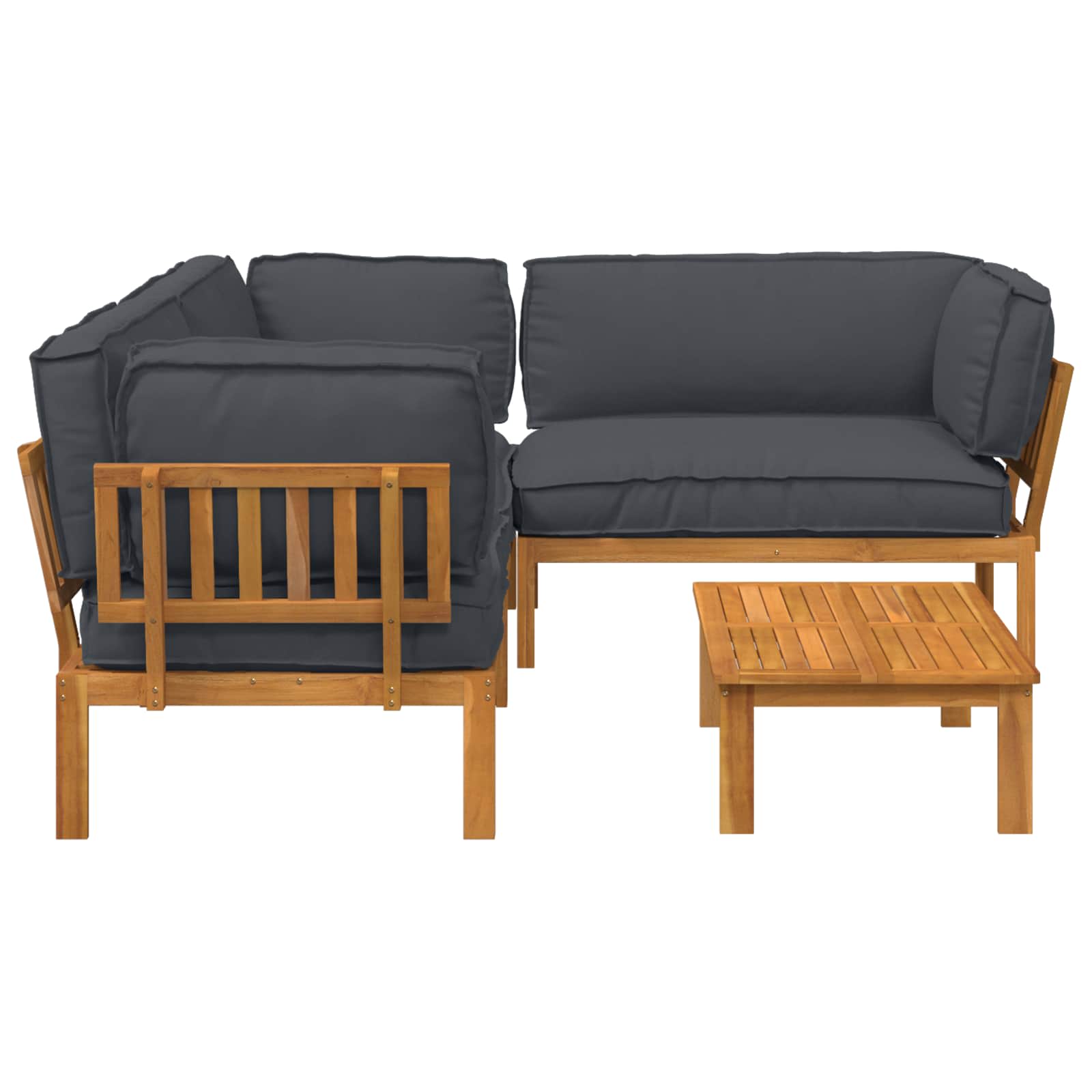 Set di divani 4 pcs Antracite Legno di Acacia Massello | homemem39