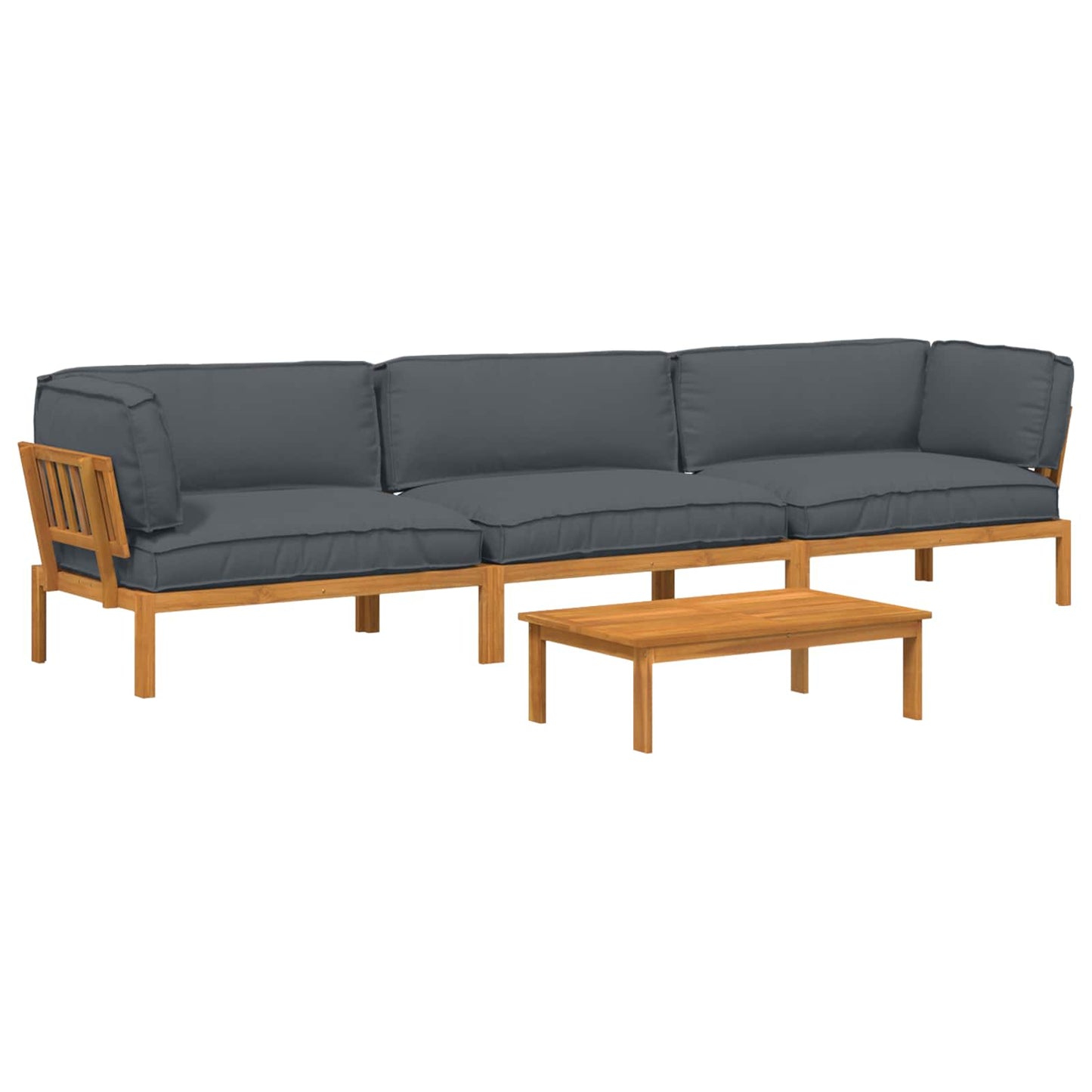 Set di divani 4 pcs Antracite Legno di Acacia Massello | homemem39