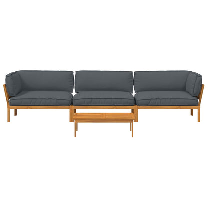 Set di divani 4 pcs Antracite Legno di Acacia Massello | homemem39