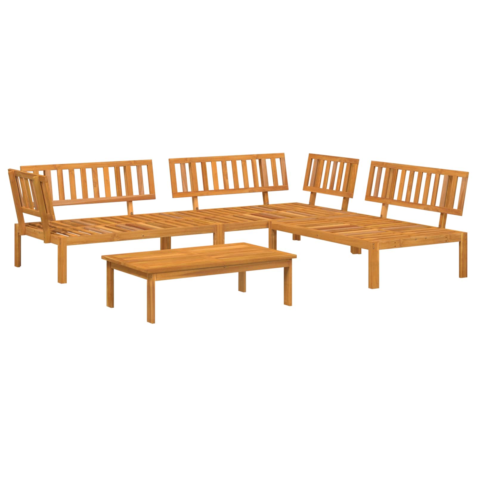 Set di divani 4 pcs Antracite Legno di Acacia Massello | homemem39