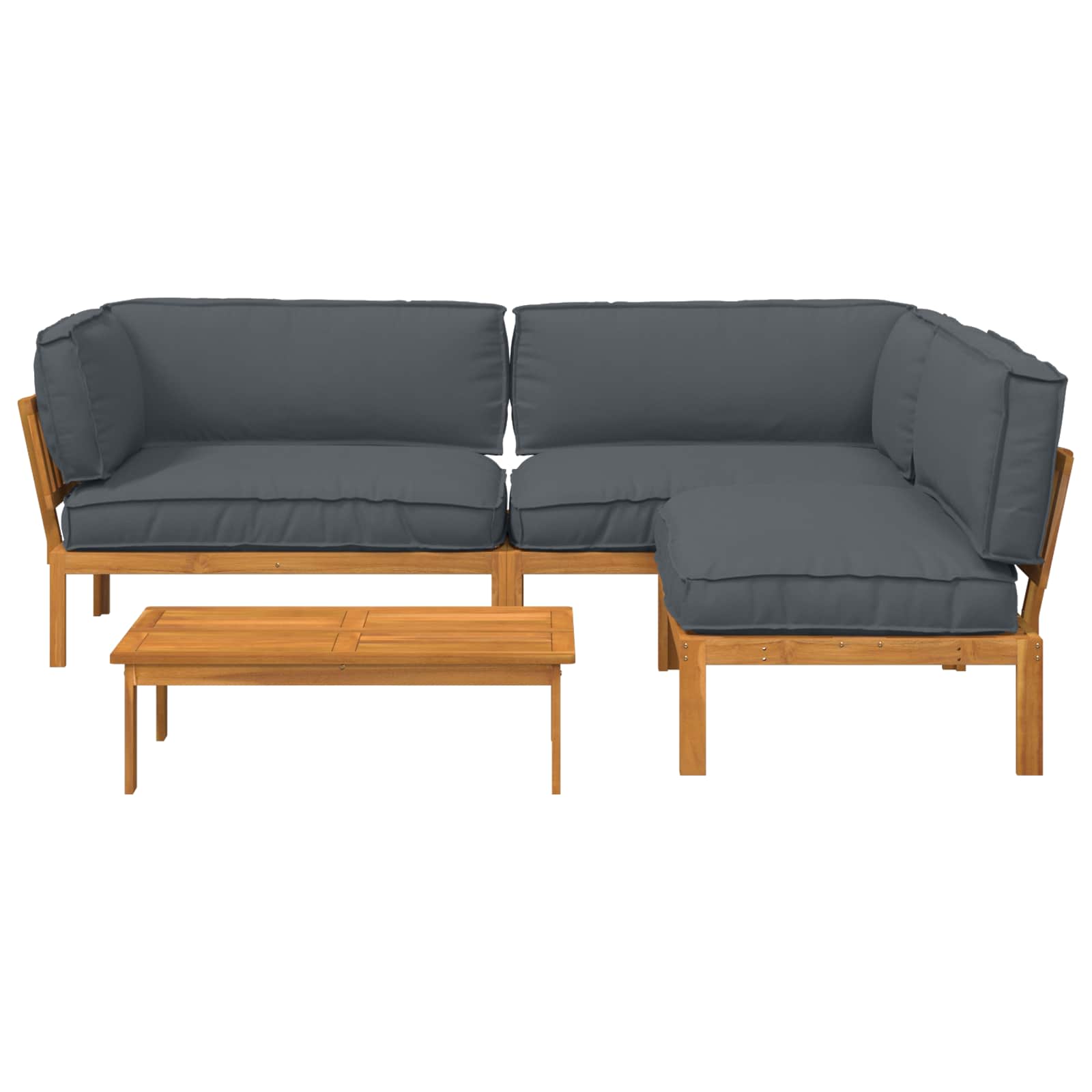 Set di divani 4 pcs Antracite Legno di Acacia Massello | homemem39