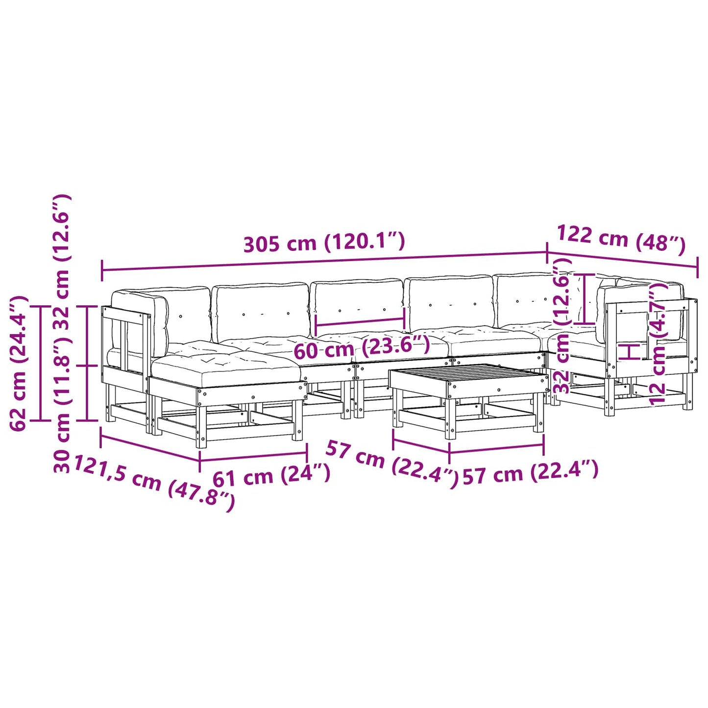 Set Lounge da Giardino 8 pcs Marrone Cerato | homemem39