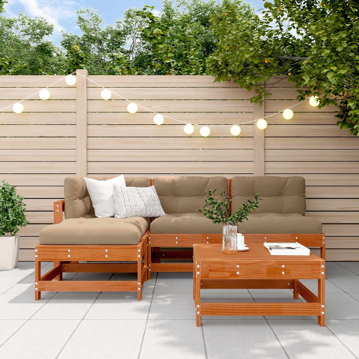 Set Lounge da Giardino 5 pcs Marrone Cerato | homemem39