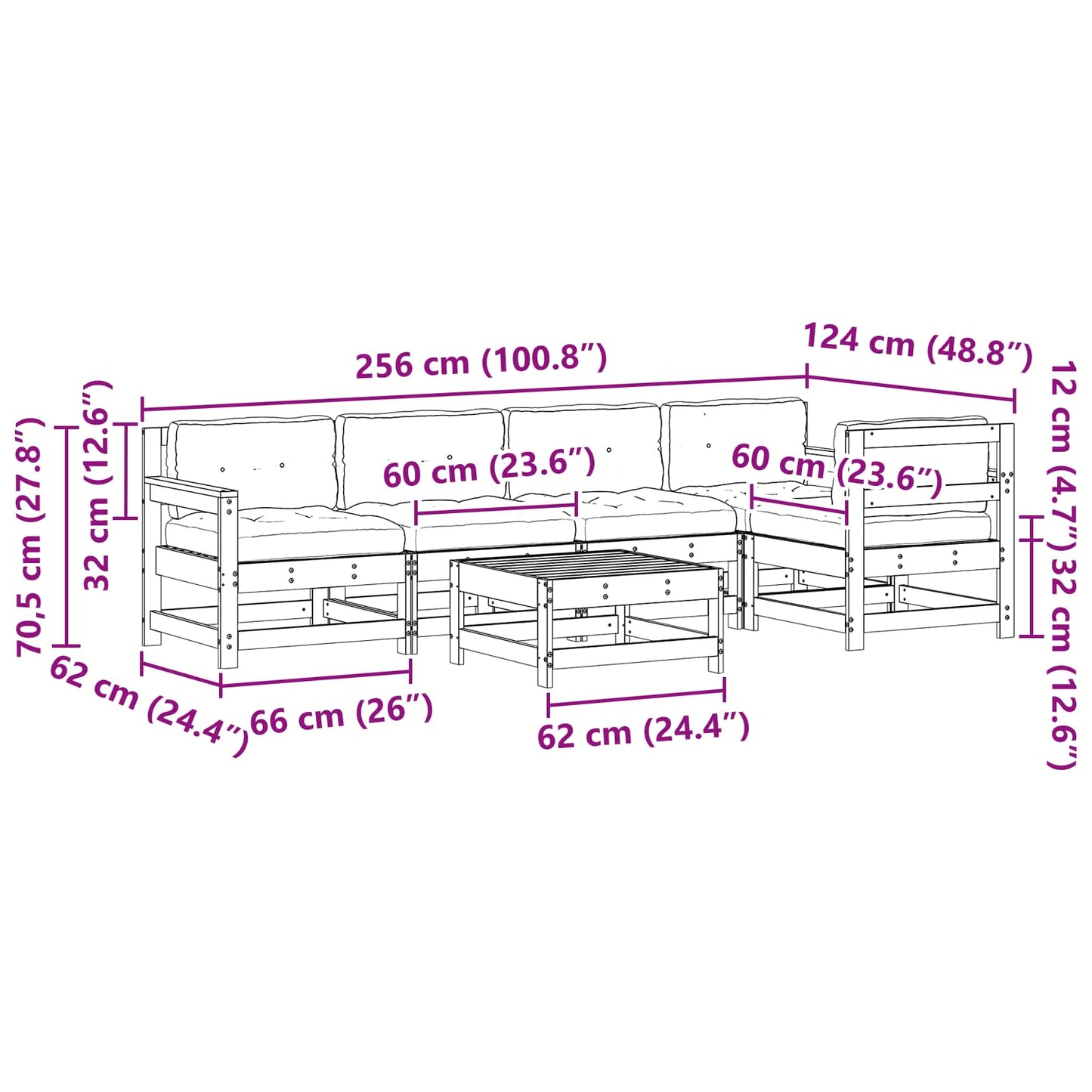 Set Lounge da Giardino 6 pcs Marrone Cerato | homemem39