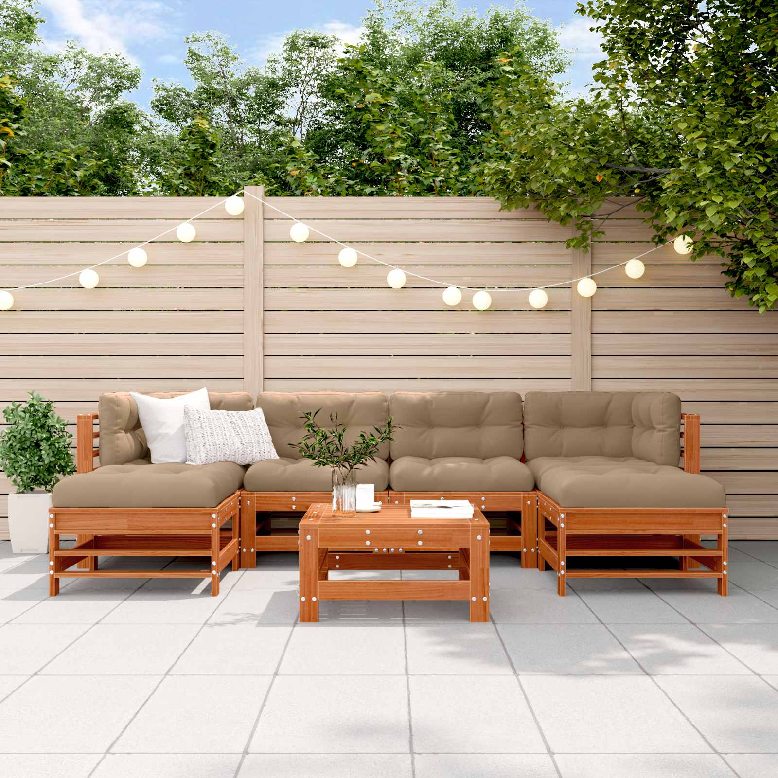 Set Lounge da Giardino 7 pcs Marrone Cerato | homemem39