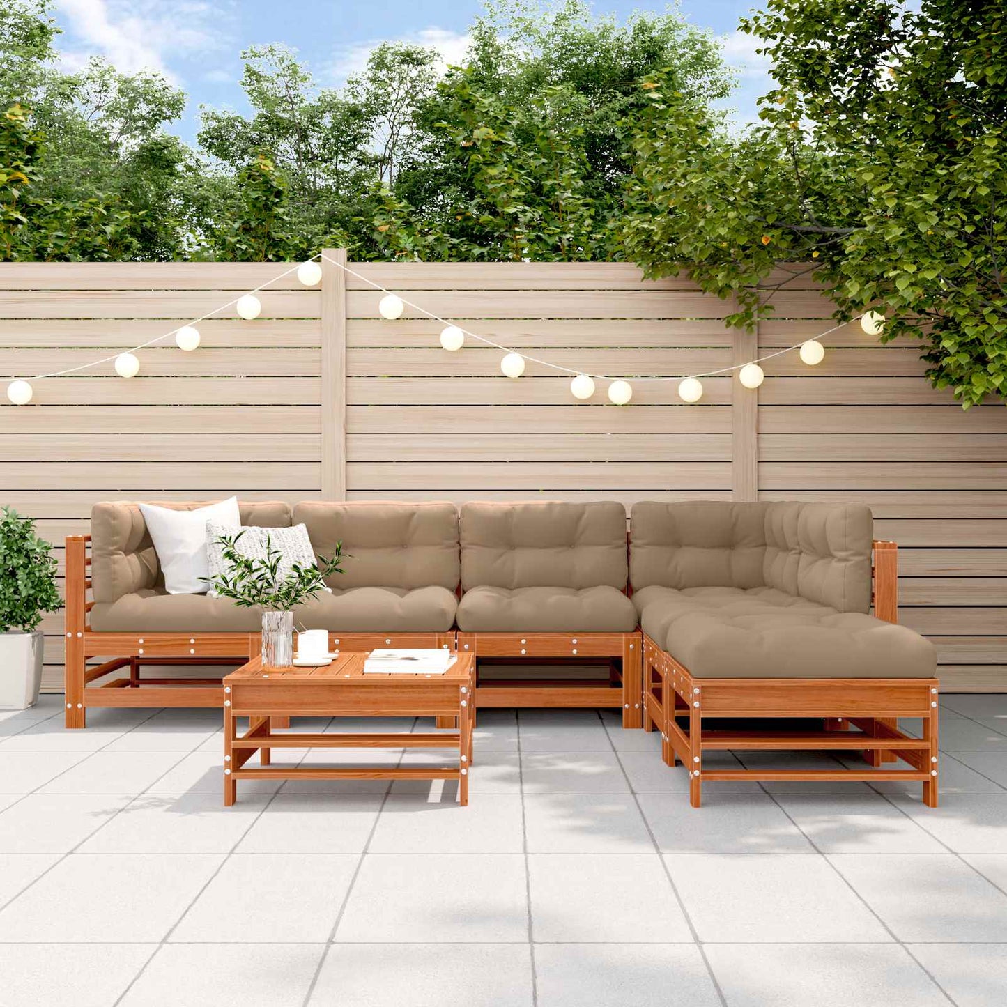 Set Lounge da Giardino 7 pcs Marrone Cera | homemem39