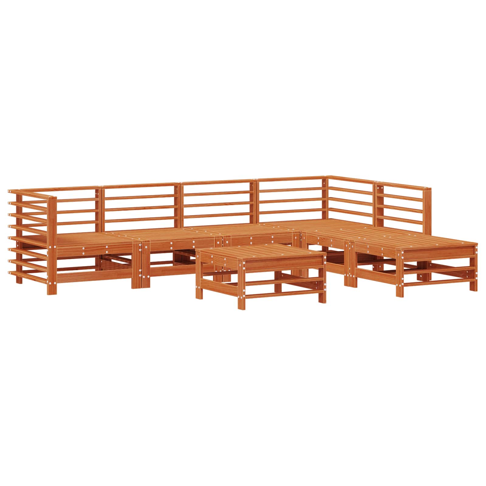 Set Lounge da Giardino 7 pcs Marrone Cera | homemem39
