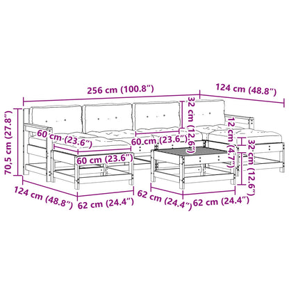 Set Lounge da Giardino 7 pcs Pino Marrone Cerato | homemem39