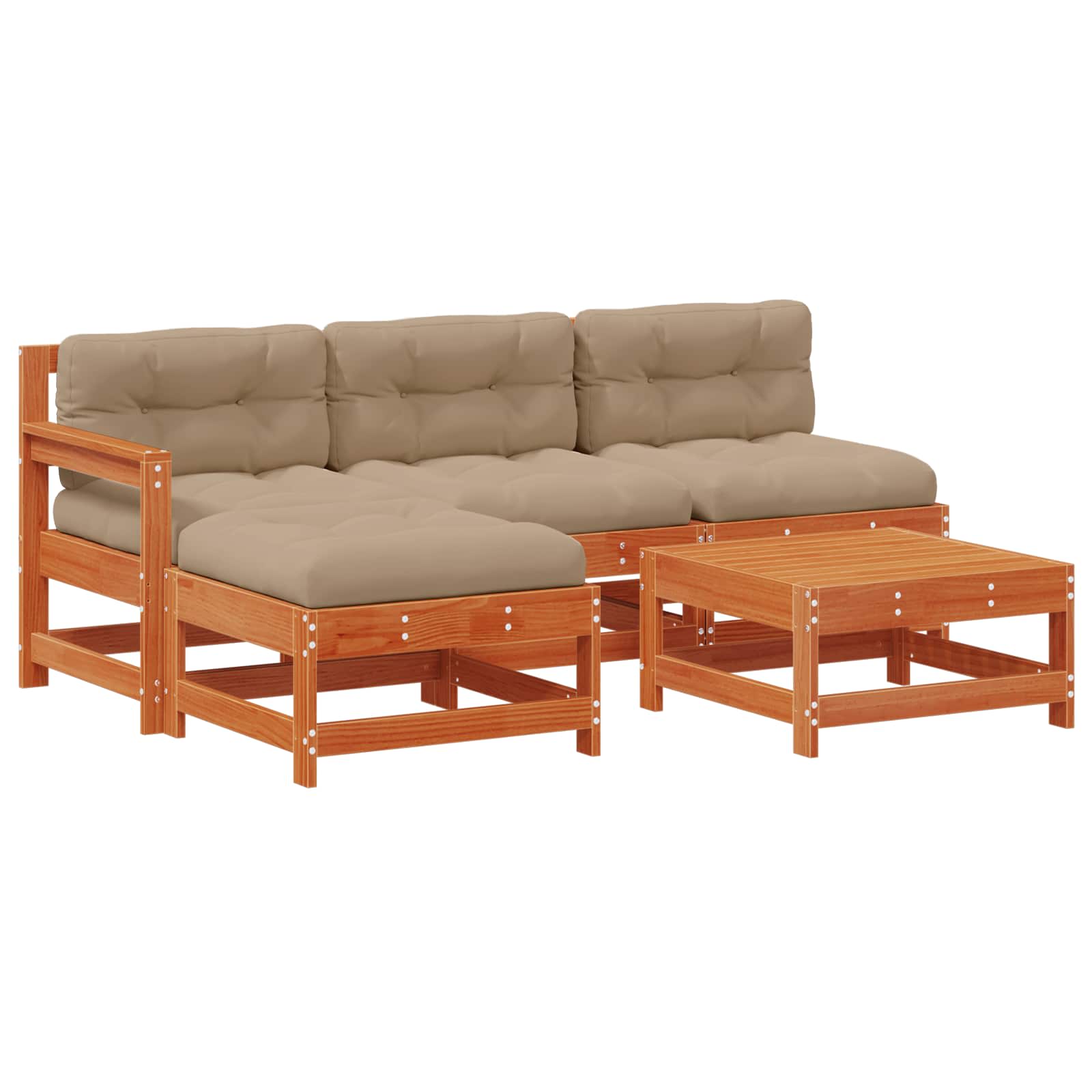Set Lounge da Giardino 5 pcs Pino Marrone Cerato | homemem39