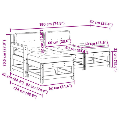Set Lounge da Giardino 4 pcs Marrone Cerato | homemem39