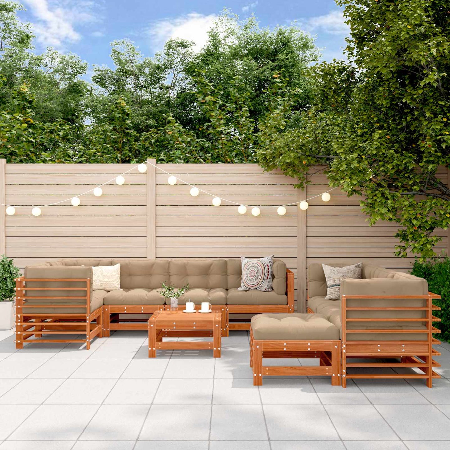 Set Lounge da Giardino 10 pcs Marrone Cerato | homemem39