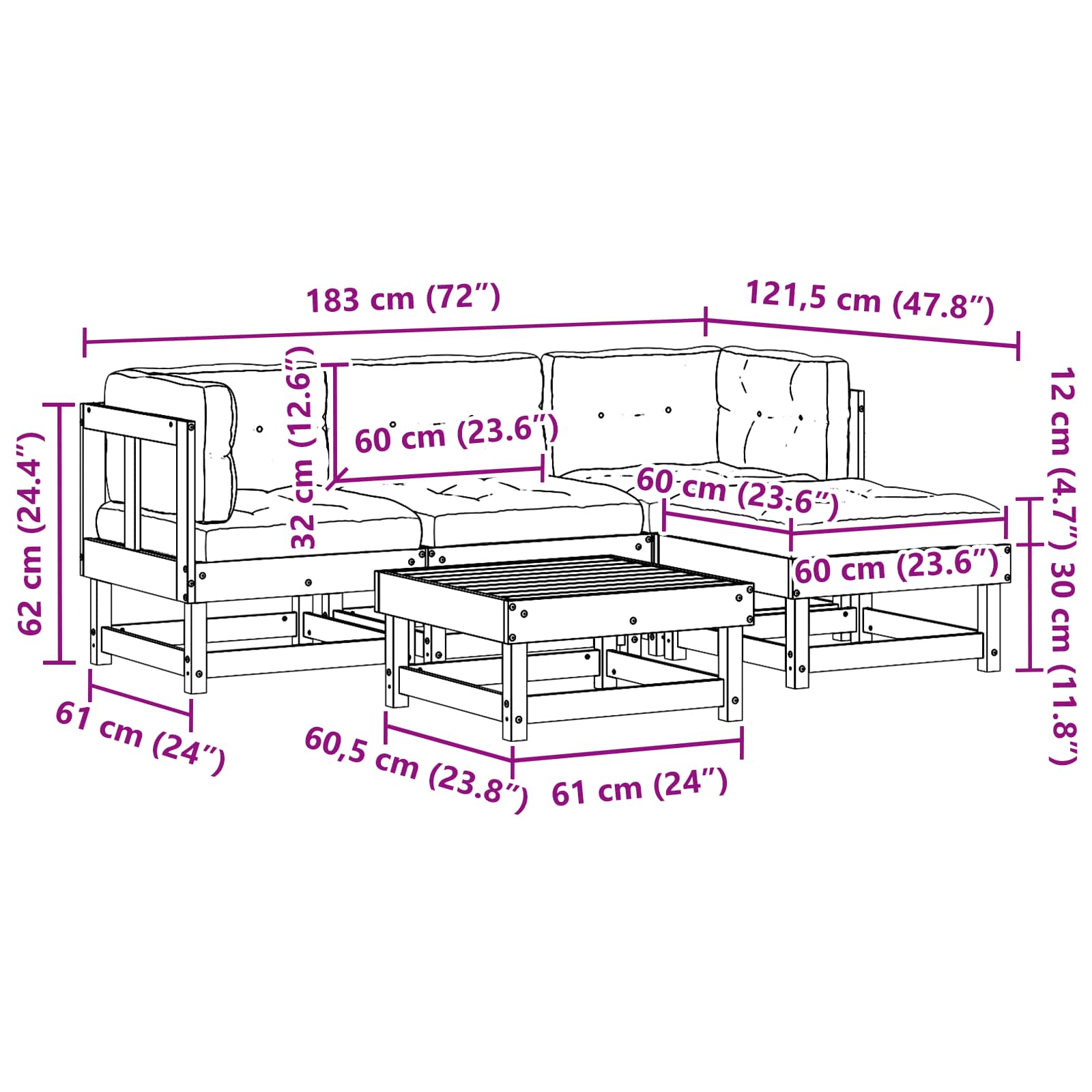 Set Lounge da Giardino 15 pcs Marrone Cerato | homemem39