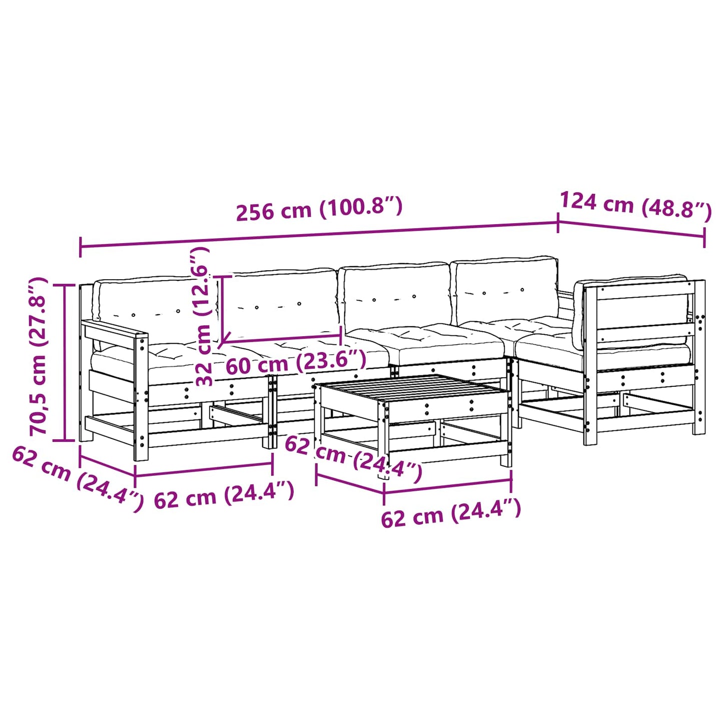 Set Lounge da Giardino 6 pcs Marrone Cerato | homemem39