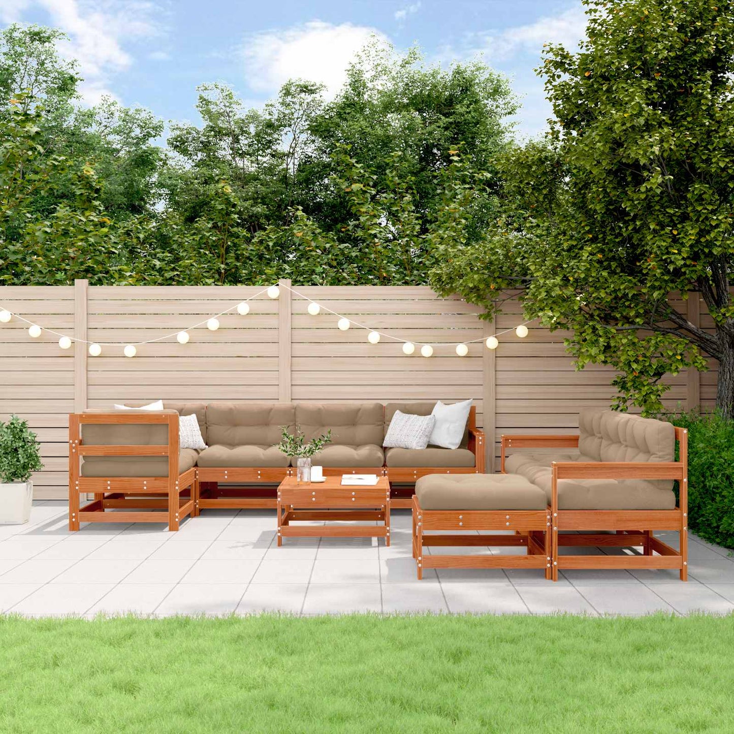 Set Lounge da Giardino 10 pcs Pino Marrone Cerato | homemem39