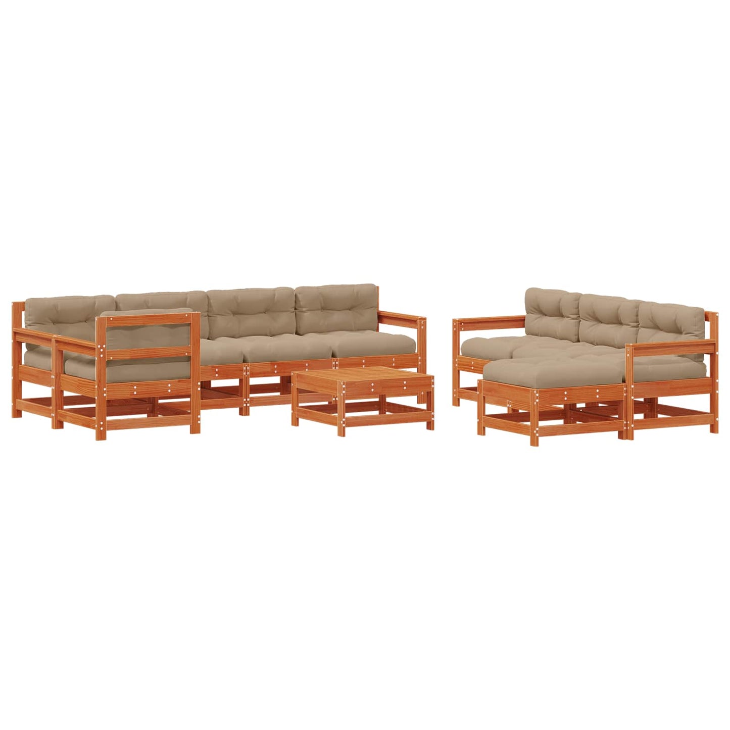 Set Lounge da Giardino 10 pcs Pino Marrone Cerato | homemem39